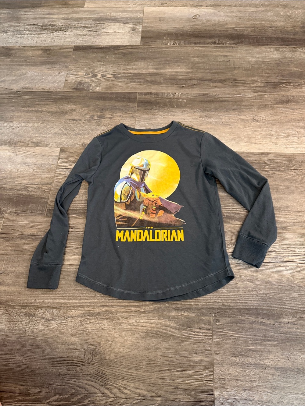 GAP The Mandalorian Kids Long-Sleeve Graphic Tee - Charcoal with Yellow